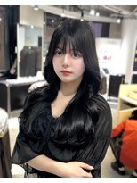 ワン バイ ジエクト(One by The Ect)&nbsp;【レイヤーロング】黒髪アッシュカラー透明感パープルブラック