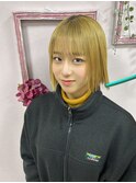 ボブカット10代20代ハイトーンエクステ外しWカラーベージュ