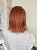 秋冬可愛いオレンジ×ミルクティーベージュインナーカラー