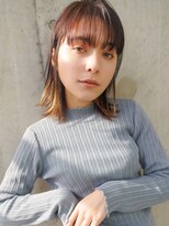 ラフィス ヘア ルー 福山2号店(La fith hair ruu.)&nbsp;【La fith】外ハネボブ×毛先カラー｜ロブヘア