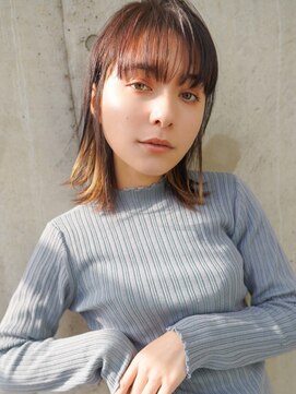 ラフィス ヘア ルー 福山2号店(La fith hair ruu.) 【La fith】外ハネボブ×毛先カラー｜ロブヘア