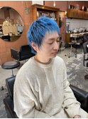 スパイキーショートクリアブルーメンズパンク