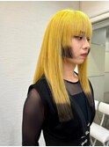 姫カット/裾カラー/イエロー＆ブラック