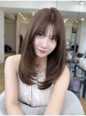 美髪レイヤーカット／顔まわりレイヤー／ロングレイヤ 一/前髪