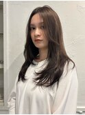 オリーブグレージュ×ロングレイヤー