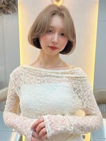 ハローバイシー 仙台(Hello by Sea)&nbsp;韓国風ワンカール切りっぱなしボブミルクティーベージュ仙台