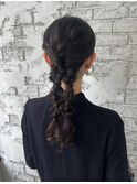 ツイン編みおろしアレンジ ヘアセット池袋 ヘアメイク