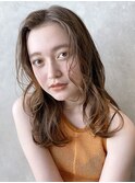ミディアムレイヤー_マロンベージュかきあげロング_8503