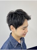 アップバングメンズショートパーマ