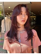 ノラ ヘアーサロン(NORA HAIR SALON) 【大久保】ブリーチなし、ワインレッド、顔まわりレイヤー