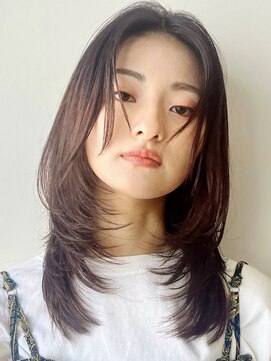 ガーデン 銀座(GARDEN) ミディアムレイヤー/くびれヘア/イメチェンアプリコットオレンジ