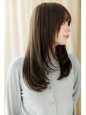 くすみベージュ艶感ストレート小顔レイヤーロングZ川口30代40代