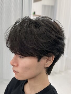 バース 梅田中崎町店(BIRTH) 韓国へアカルマパーマワックスなしセンターパート黒髪ウルフ