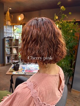ミルクティ 古民家店(Milktea) くるくるパーマにCherry pink color
