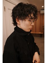 -BROWN-マッシュパーマ[大阪駅/梅田メンズ/スパイラルパーマ/ツイストパーマ/福島/シャドウパーマ