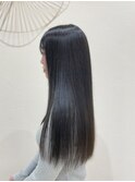 ロング　暗染めネイビーグレージュ