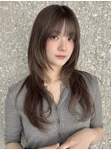レイヤーカット/小顔カット/透明感カラー/くすみベージュ