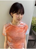 丸みショートシースルーバングくびれボブマッシュショート