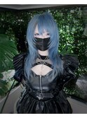 ペールブルー/シャギーカット/ロングウルフ