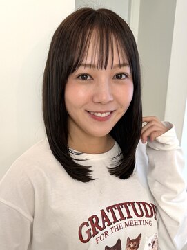 ローネス 銀座(LONESS) レイヤーボブブラウンベージュ縮毛矯正酸性ストレート大人ボブ