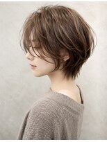 ウィールール 栄町店(WE RULE) 30代40代人気 透け感ベージュ×丸みショートボブ ウルフショート