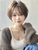 ノア 三宮店(NOA)&nbsp;【NOA】顔丸みショートボブ×シースルーバング透明感ブラウン
