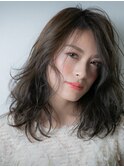 くせ毛風小顔アシンメトリー鎖骨ミディアム201v戸頭30代40代50代