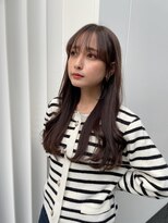 ビターブラウン　髪質改善　シースルーバング　ゆる巻き　韓国