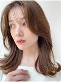 くびれミディ*ミディアムロング*顔周りレイヤー*前髪カット