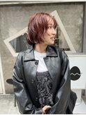 【chihiro】ニュアンスパーマボブ×バーガンディーブラウン