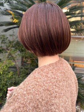 ナカオコアフュール(NAKAO COIFFURE) 丸みショートボブ　メルティーカラー　ピンクベージュ　レイヤー