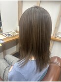冬カラーカーキベージュ＊ナチュラルモードツヤ髪セミロング