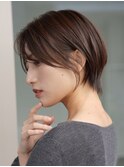横浜西口大人ショートボブ前髪なしココアベージュ韓国30代40代