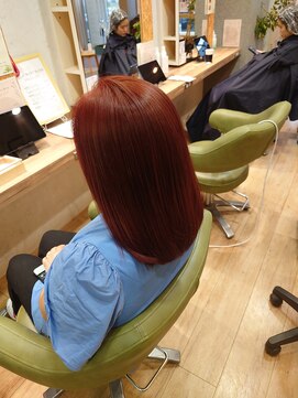 ブロッサム 東中野店 大人可愛い切りっぱなし耳掛けロブブリーチなしピンクベージュ