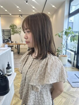 ローブ(L’AUBE) オリーブベージュカラーデザインカラー前髪カットレイヤーカット