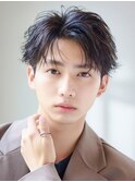 フェザーパーマセンターパートニュアンスパーマ韓国マッシュ黒髪
