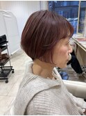 60代大人ボリュームUPひし形ショートボブ白髪ぼかしハイライト