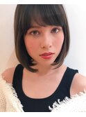 【縮毛矯正・ストレー ト 丸みショート 無造作カール】 