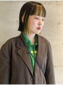 ビビットイエローインナーカラーボブ中区袋町