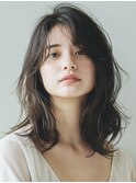 暗髪アッシュブラウン＆セミロングレイヤー(池袋/池袋西口/池袋)
