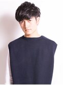 ☆スーツ短髪ツーブロック束感モテる黒髪シークレットパーマ☆