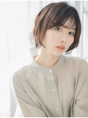 斜めバンググレーブラウン顔周りレイヤーボブh4越谷20代30代40代