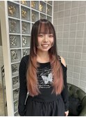 前髪からつながるインナーピンクかわいい☆