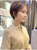 透明感カラー ボブ 前髪 ショート カラー ブリーチ&カラー