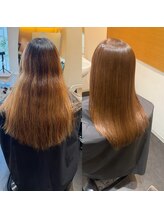 ビーアップヘアー(be:up hair) ブリーチ履歴(ハイライト履歴)でもここまで艶髪 縮毛矯正