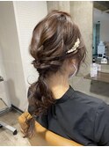 編みおろしバレッタヘアアレンジ 結婚式 二次会20代30代