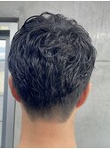 メンズ/アップバング/ツーブロックマッシュ/束感ショート波巻き