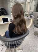 ★斜めバングミディアムヘアグレージュカラーシルキーベージュ★