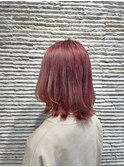 20代30代ダブルカラーシアーピンクミディアムウルフ外ハネ