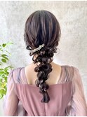結婚式お呼ばれ編みおろし／ヘアセット/カチモリ/アレンジ